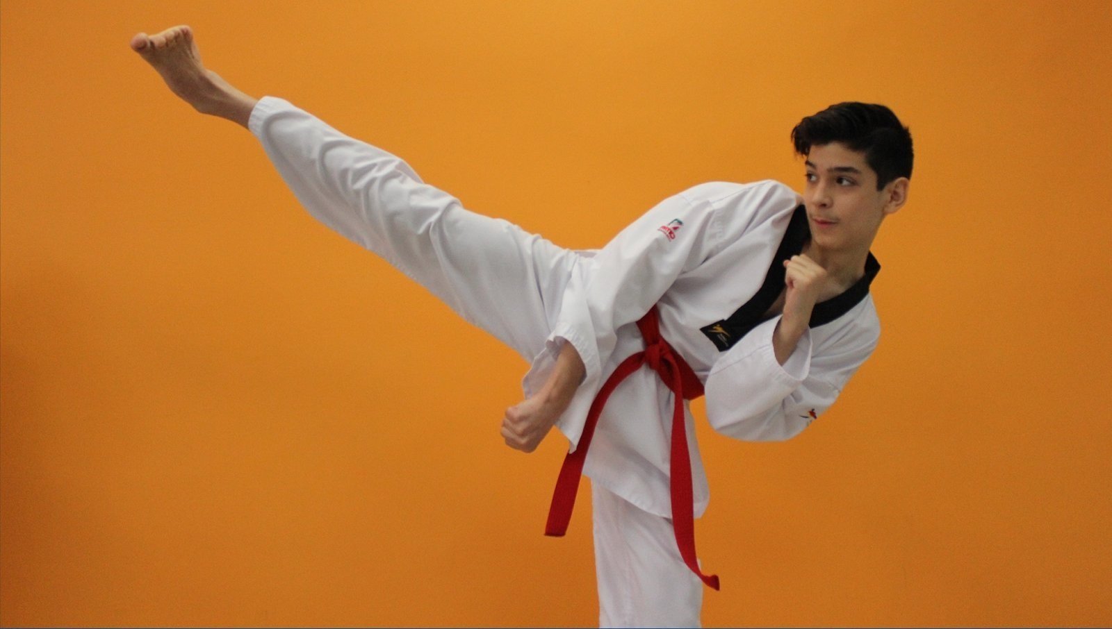 An Oxfordian student practising taekwondo