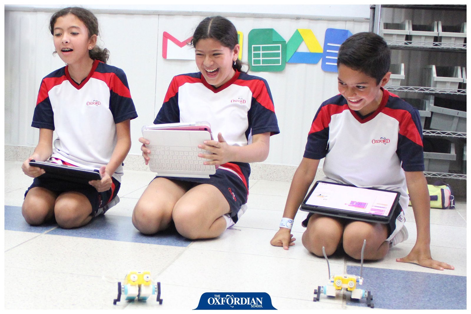 Students working on a technology and robotics project